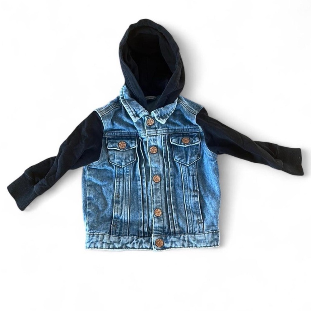 Little Bipsy Washed Hooded Denim Jacket. 12-18 months.